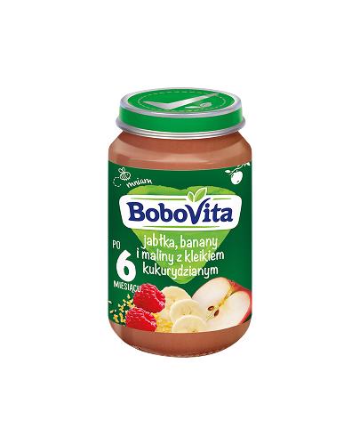 BOBOVITA Jabłka, banany i maliny z kaszką kukurydzianą - 190 g - cena, opinie, właściwości